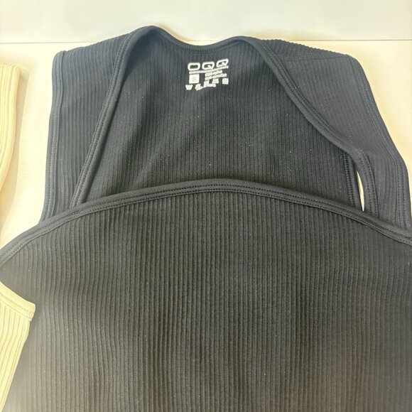 NEW Lot 2 OQQ Women's Small Bodysuit Sexy Ribbed Strappy Square Neck Sleeveless - Picture 4 of 5